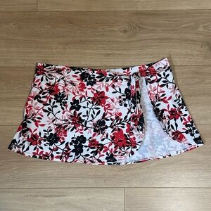 GEORGE Swim Cover Womens L 12/14 White Red Black Pink Floral Mini Skirt Beach